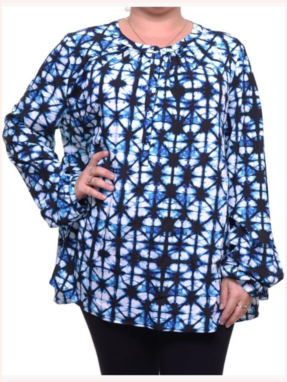 Casual Long Sleeve Blouse with Collared Neck and Floral Pattern